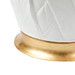 Tobacco Leaf Lamp with Shade 17-inch White Linen, with Gold, Blanc de Chine Tobacco Leaf Lamp with Shade 17-inch White Linen, with Gold, Blanc de Chine