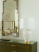 Tobacco Leaf Lamp with Shade 17-inch White Linen, with Gold, Blanc de Chine Tobacco Leaf Lamp with Shade 17-inch White Linen, with Gold, Blanc de Chine