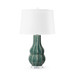 Quinn Lamp with Shade 17-inch White Linen, with Nickel, Veridian Green