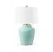 Aksel Lamp with Shade 17-inch White Linen, with Gold, Pacific Teal