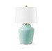 Aksel Lamp with Shade 17-inch White Linen, with Gold, Pacific Teal