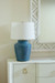 Aksel Lamp with Shade 17-inch White Linen, with Gold, Cruise Teal