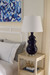 Maila Lamp with Shade 16-inch White Linen, with Gold, Mako Blue Maila Lamp with Shade 16-inch White Linen, with Gold, Mako Blue
