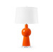 Astrid Lamp with Shade 17-inch White Linen, with Nickel, Carnelian Orange