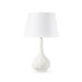 Lotus Lamp with Shade 16-inch White Linen, with Nickel, Cloud Nine
