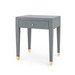 Claudette 1-Drawer Side Table, Washed Winter Gray, Brass