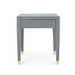 Claudette 1-Drawer Side Table, Washed Winter Gray, Brass