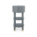 Claudette 1-Drawer Round Side Table, Washed Winter Gray, Brass