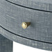 Claudette 1-Drawer Round Side Table, Washed Winter Gray, Brass