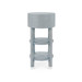 Claudette 1-Drawer Round Side Table, Washed Winter Gray, Nickel
