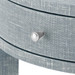 Claudette 1-Drawer Round Side Table, Washed Winter Gray, Nickel