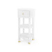Claudette 1-Drawer Round Side Table, Cream, Brass