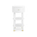Claudette 1-Drawer Round Side Table, Cream, Brass