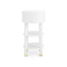 Claudette 1-Drawer Round Side Table, Cream, Brass