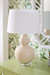 Devon Lamp with Shade 17-inch White Linen, with Nickel, Sand Dollar