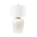 Soochow Lamp with Shade 17-inch White Linen, with Gold, Blanc de Chine