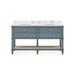 Sienna 2-Drawer Cabinet with 60" Marble Vanity Top, Foggy Horizon