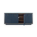 Ansel 4-Door Cabinet with Glass Top, Blue Steel
