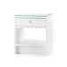 Benjamin 1-Drawer Side Table with Glass Top, White Pearl