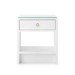 Benjamin 1-Drawer Side Table with Glass Top, White Pearl