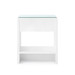 Benjamin 1-Drawer Side Table with Glass Top, White Pearl