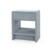 Benjamin Linen 1-Drawer Side Table with Glass Top, Winter Gray