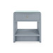 Benjamin Linen 1-Drawer Side Table with Glass Top, Winter Gray