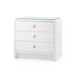 Bryant 3-Drawer Side Table with Glass Top, White Pearl