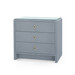 Bryant Linen 3-Drawer Side Table with Glass Top, Winter Gray