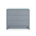 Bryant Linen 3-Drawer Side Table with Glass Top, Winter Gray