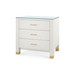 Camden 3-Drawer Side Table with Glass Top, Sand White