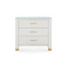 Camden 3-Drawer Side Table with Glass Top, Sand White