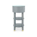 Claudette 1-Drawer Round Side Table with Glass Top, Washed Winter Gray