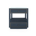 Carmen 2-Drawer Side Table with Glass Top, Blue Steel