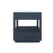 Carmen 2-Drawer Side Table with Glass Top, Blue Steel