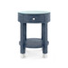 Dakota 1-Drawer Round Side Table with Glass Top, Washed Blue Steel