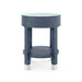 Dakota 1-Drawer Round Side Table with Glass Top, Washed Blue Steel