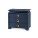 Elina 3-Drawer Side Table with Glass Top, Storm Blue