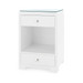 Fedor 2-Drawer Side Table with Glass Top, Chiffon White