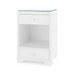 Fedor 2-Drawer Side Table with Glass Top, Chiffon White