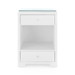 Fedor 2-Drawer Side Table with Glass Top, Chiffon White