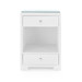 Fedor 2-Drawer Side Table with Glass Top, Chiffon White