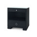 Frances 2-Drawer Side Table with Glass Top, Satin Black