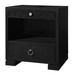 Frances 2-Drawer Side Table with Glass Top, Satin Black