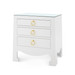 Jacqui 3-Drawer Side Table with Glass Top, Chiffon White
