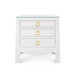 Jacqui 3-Drawer Side Table with Glass Top, Chiffon White