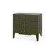 Madeline 3-Drawer Side Table with Glass Top, Deep Olive