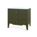 Madeline 3-Drawer Side Table with Glass Top, Deep Olive