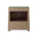 Ming 2-Drawer Side Table with Glass Top, Flax Brown
