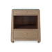 Ming 2-Drawer Side Table with Glass Top, Flax Brown